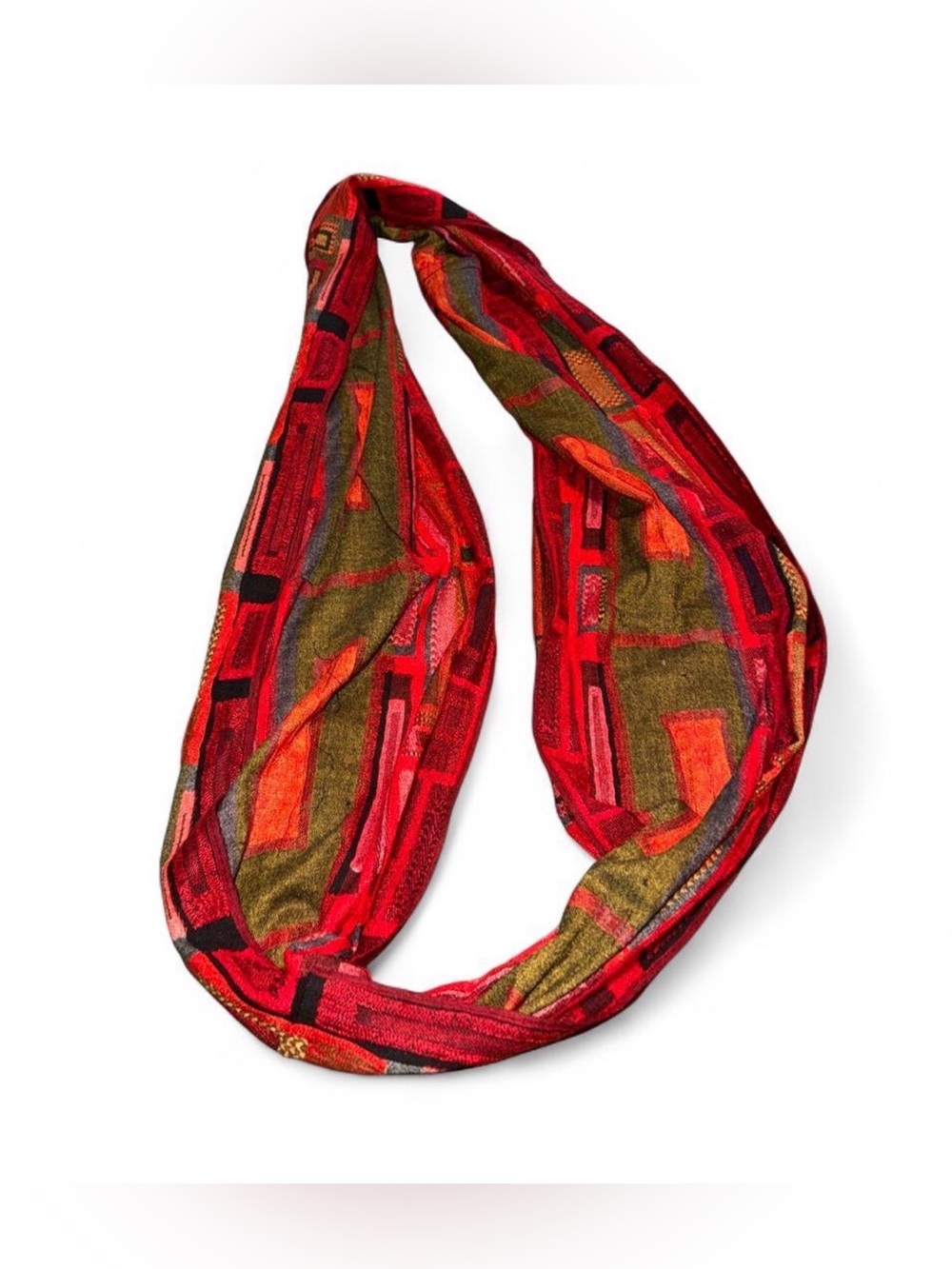 Red Geometric Infinity Scarf - Women's Accessory